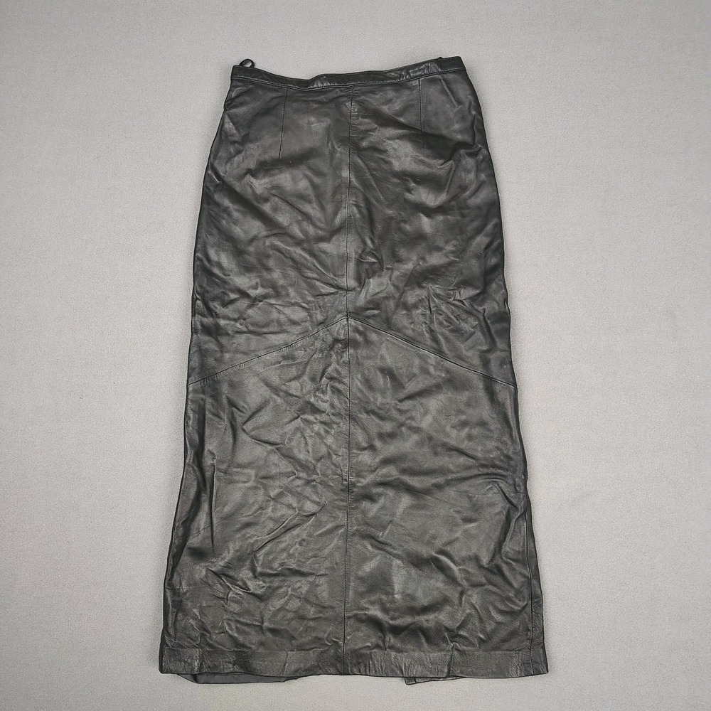 Vintage Rem Garson Leather Maxi Skirt 6 Black Lined Biker Goth Festival Mob Wife